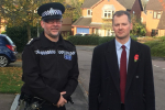 Neil O’Brien conducting a patrol of the Oadby area with the head of the local police, Inspector Mike Cawley.